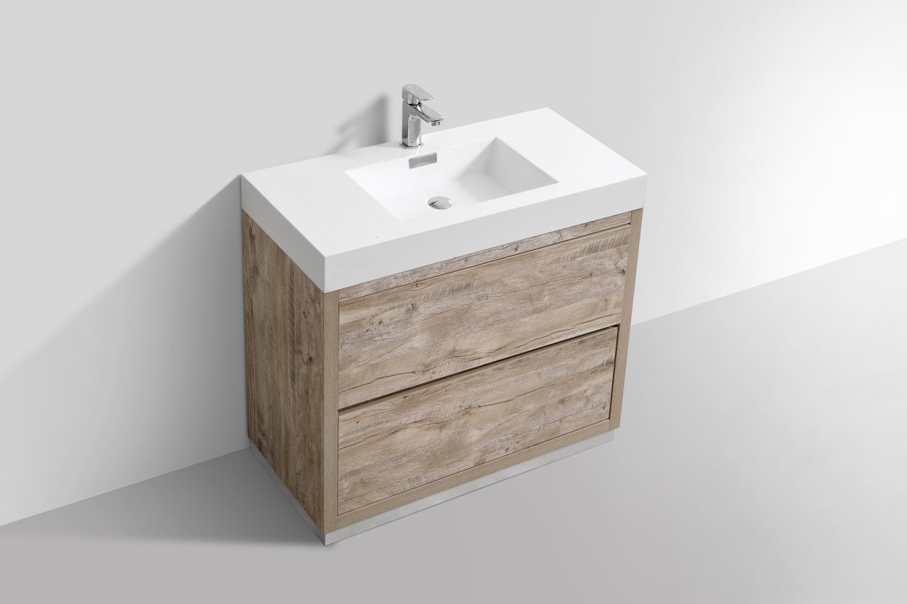 Bliss 36" Nature Wood Floor Mount Modern Bathroom Vanity