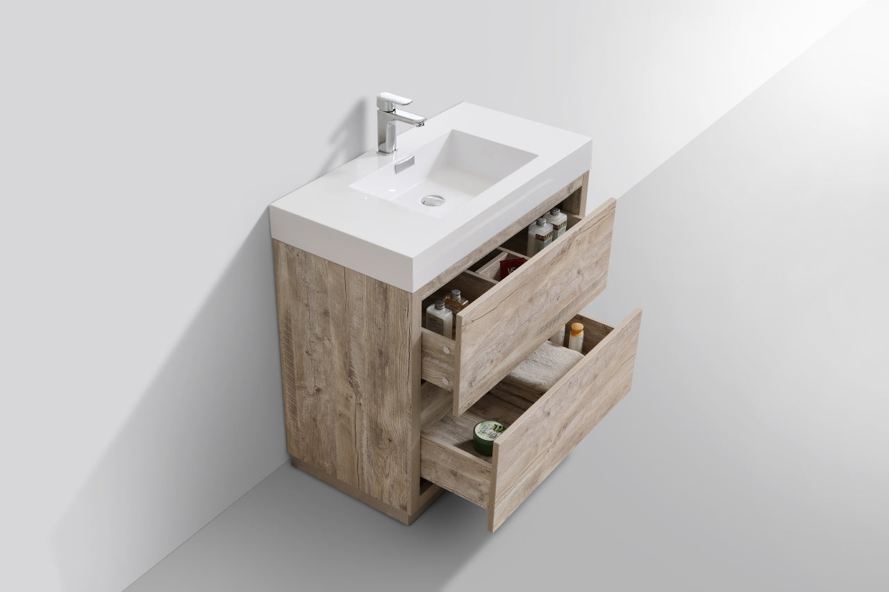 Bliss 36" Nature Wood Floor Mount Modern Bathroom Vanity