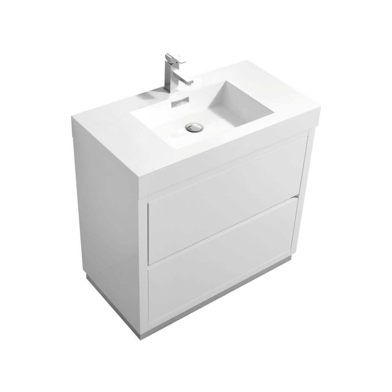Bliss 36" High Gloss White Floor Mount Modern Bathroom Vanity