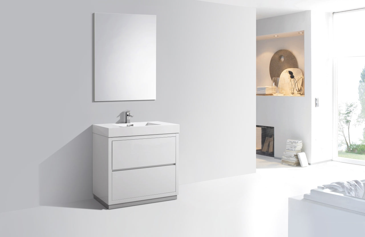 Bliss 36" High Gloss White Floor Mount Modern Bathroom Vanity