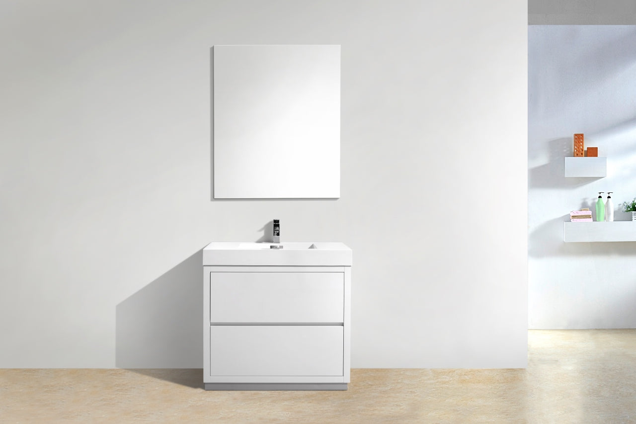 Bliss 36" High Gloss White Floor Mount Modern Bathroom Vanity
