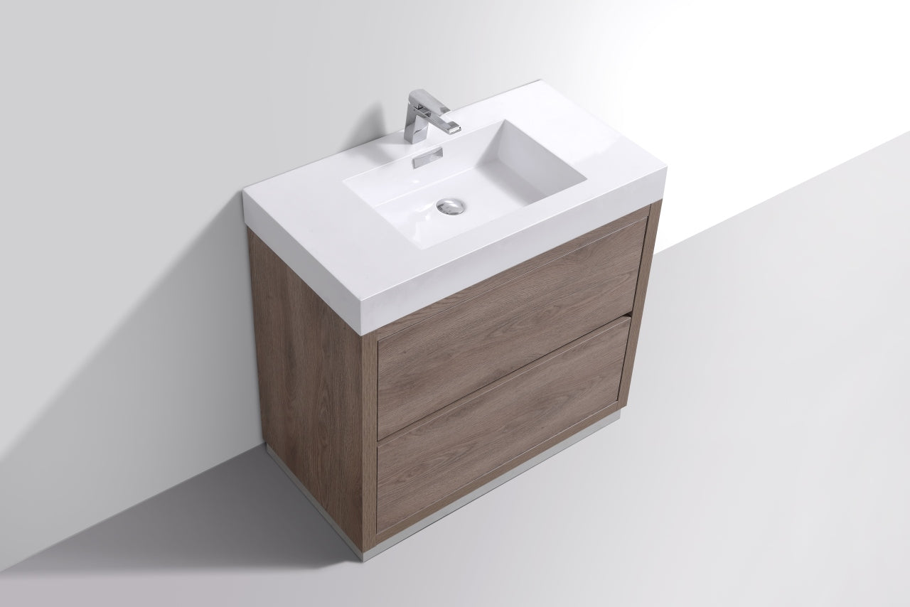 Bliss 40" Butternut Floor Mount Modern Bathroom Vanity - Back Order ETA 5-20