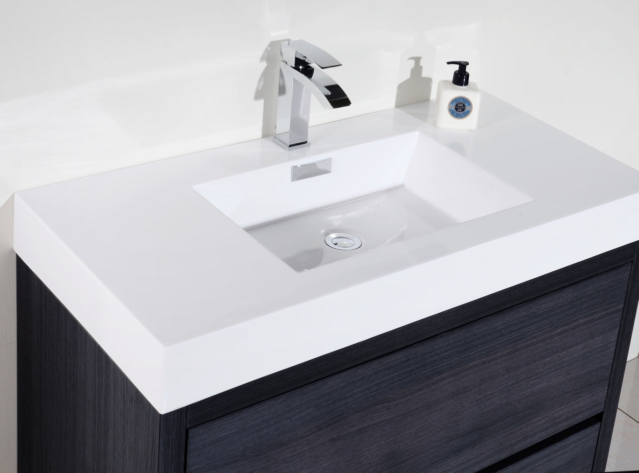Bliss 40" Gray Oak Floor Mount Modern Bathroom Vanity