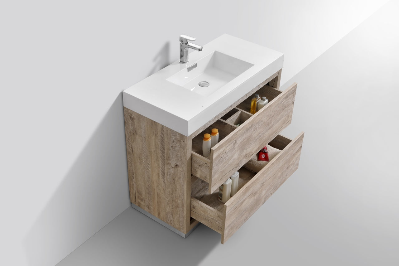 Bliss 40" Nature Wood Floor Mount Modern Bathroom Vanity