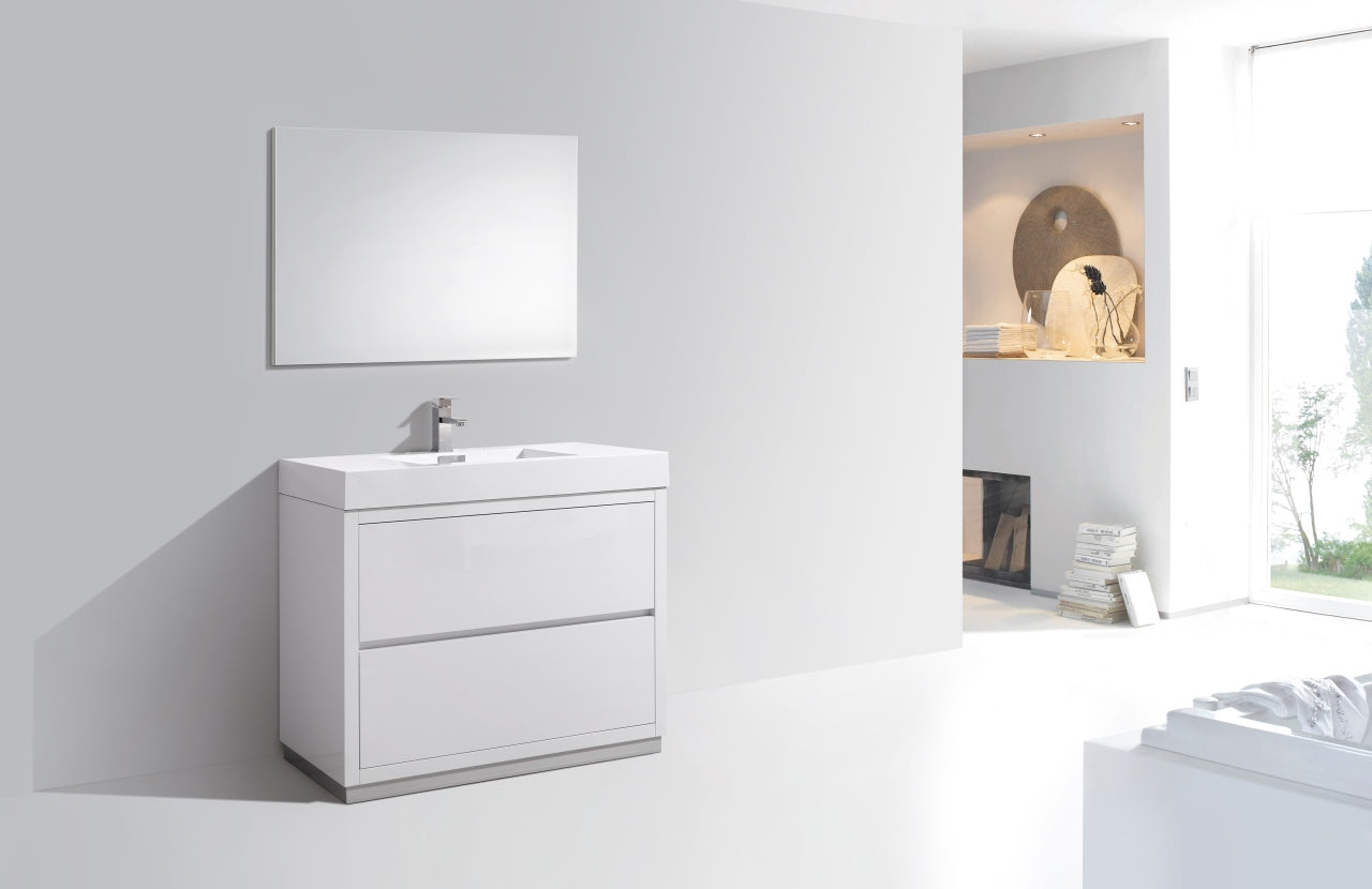 Bliss 40" High Gloss White Floor Mount Modern Bathroom Vanity