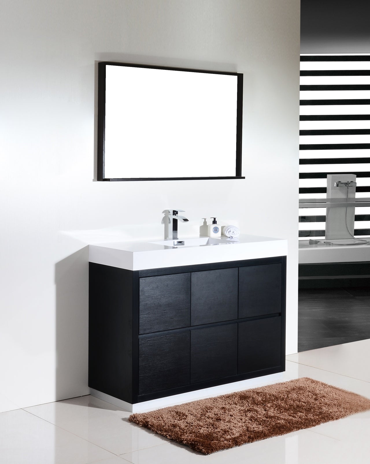 Bliss 48" Black Floor Mount Modern Bathroom Vanity