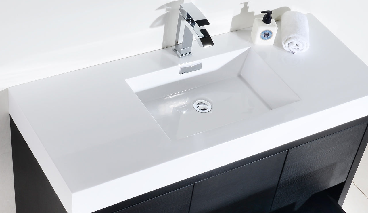 Bliss 48" Black Floor Mount Modern Bathroom Vanity