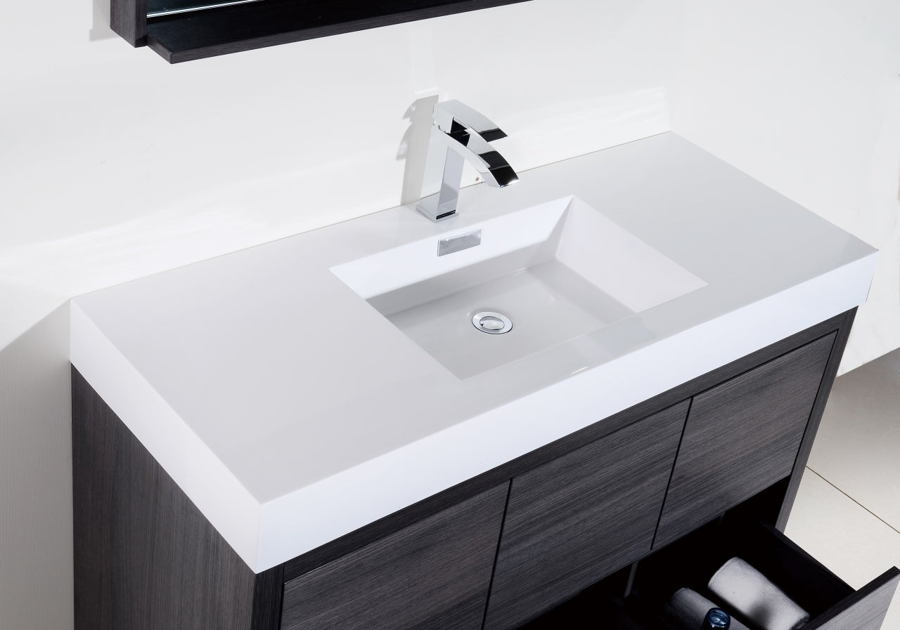 Bliss 48" Gray Oak Floor Mount Modern Bathroom Vanity