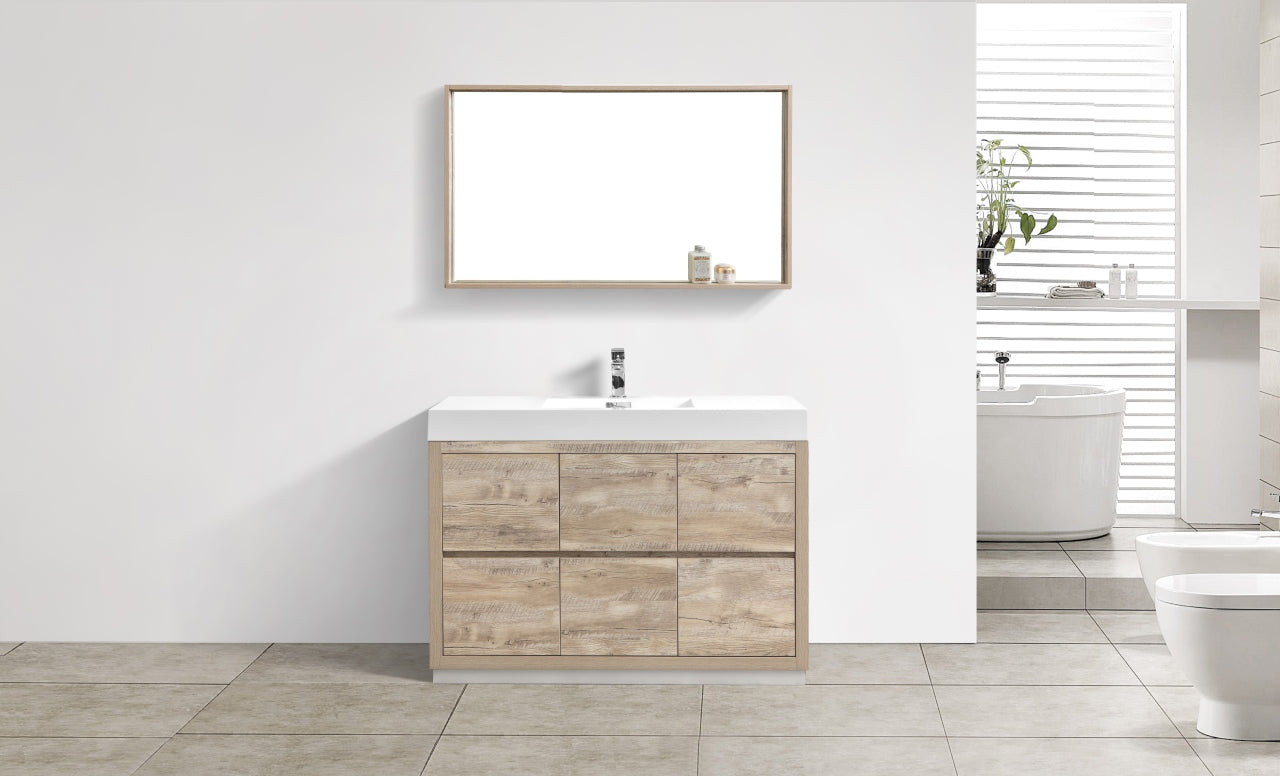 Bliss 48" Nature Wood Floor Mount Modern Bathroom Vanity