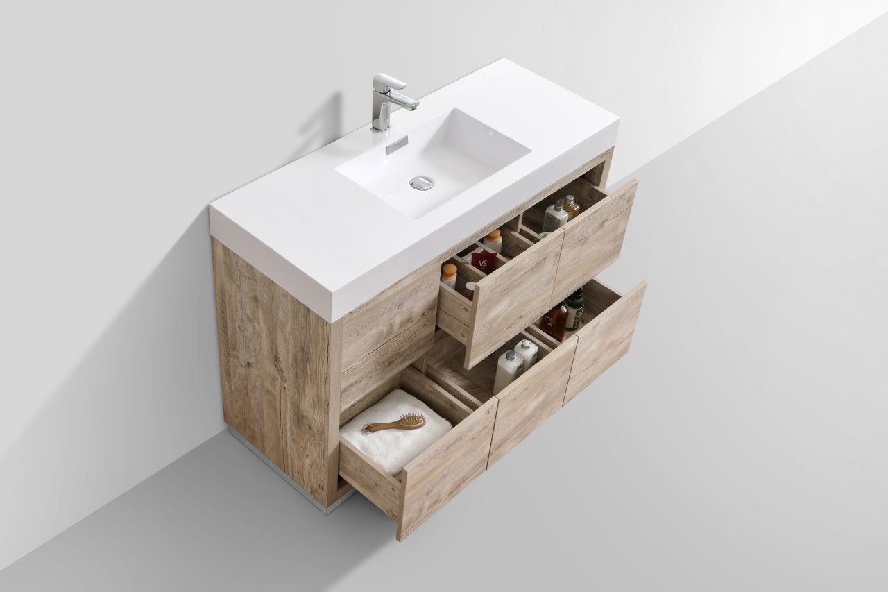 Bliss 48" Nature Wood Floor Mount Modern Bathroom Vanity