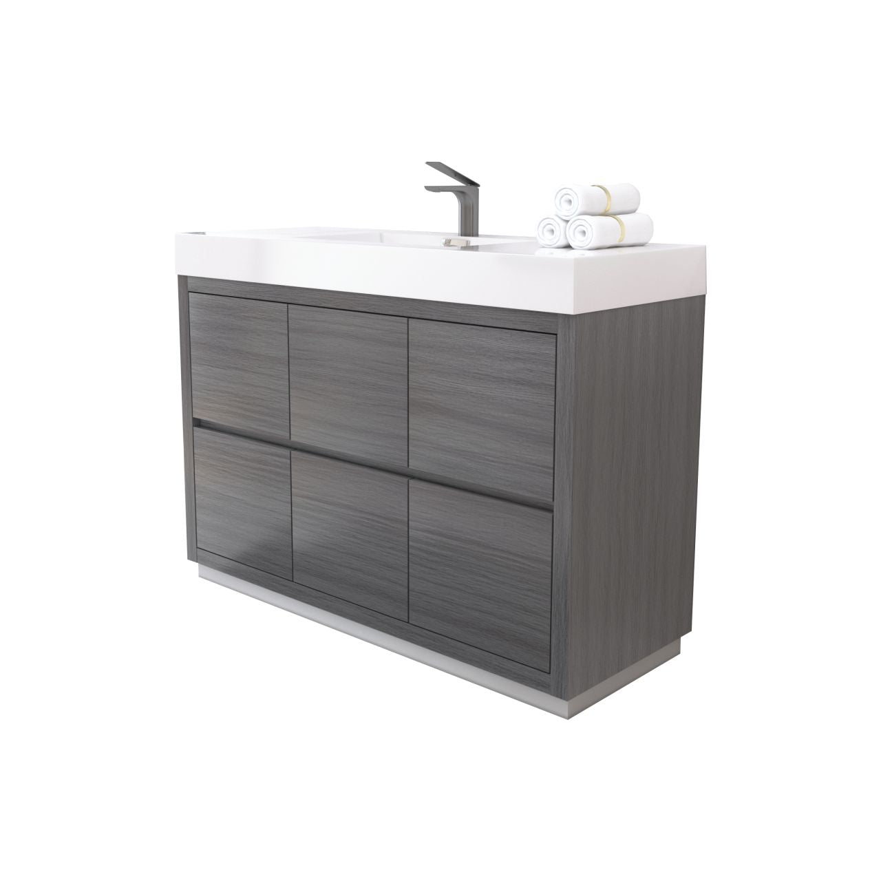 Bliss 48" Vulcan Ash Grey Floor Mount Modern Bathroom Vanity