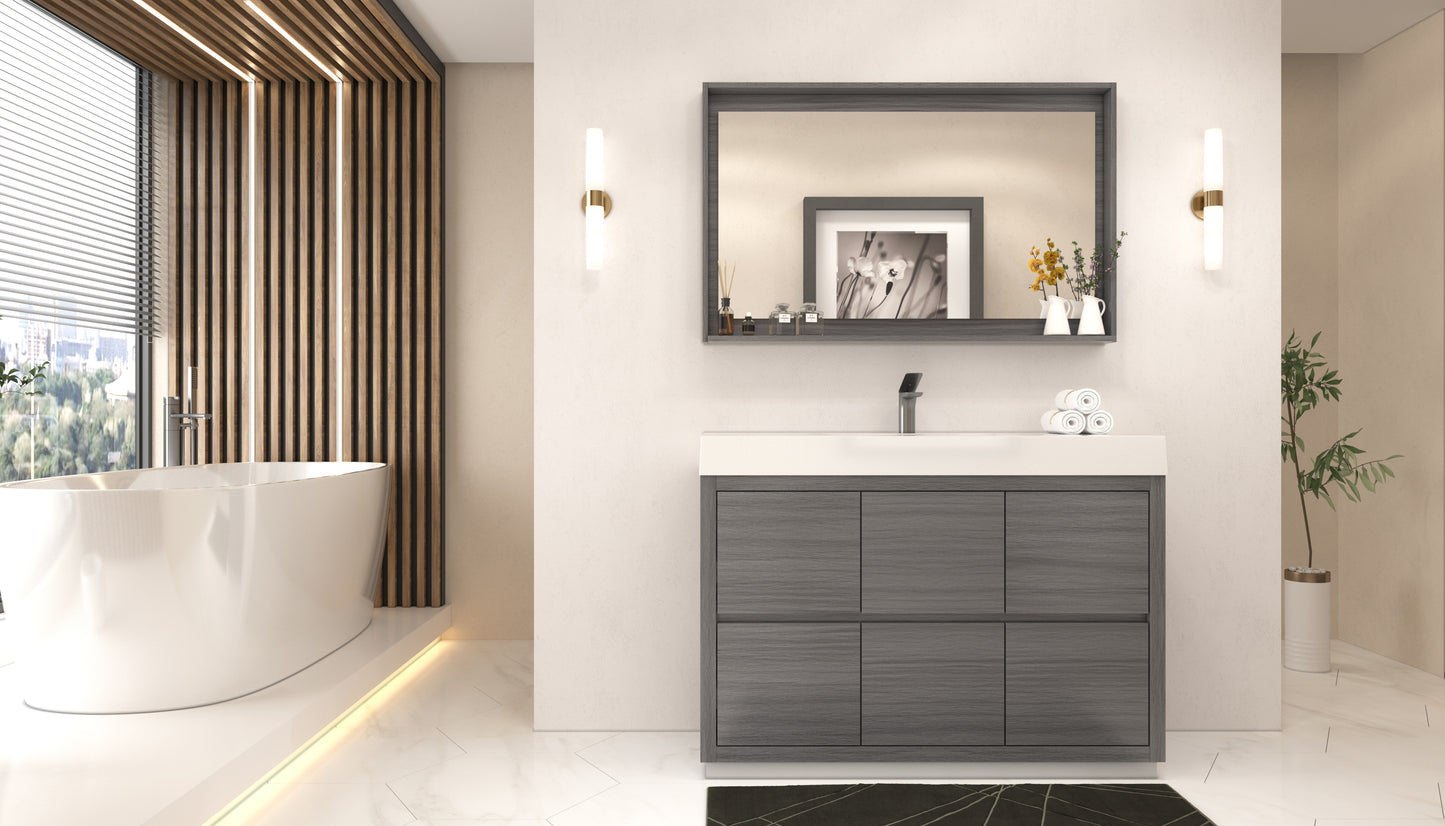Bliss 48" Vulcan Ash Grey Floor Mount Modern Bathroom Vanity