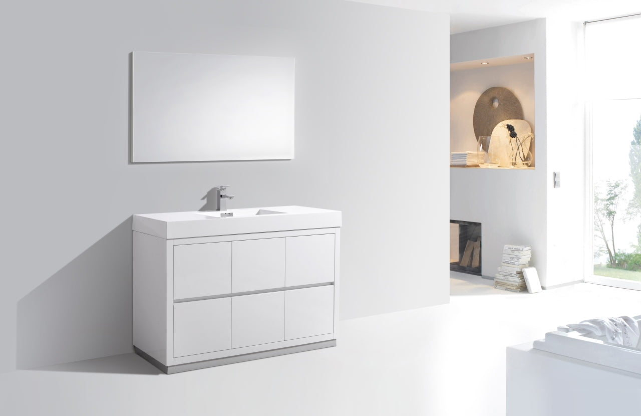 Bliss 48" High Gloss White Floor Mount Modern Bathroom Vanity