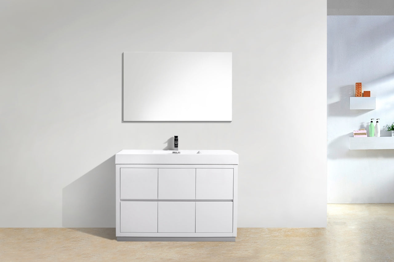 Bliss 48" High Gloss White Floor Mount Modern Bathroom Vanity