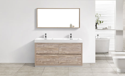 Bliss 60" Nature Wood Floor Mount Modern Bathroom Vanity