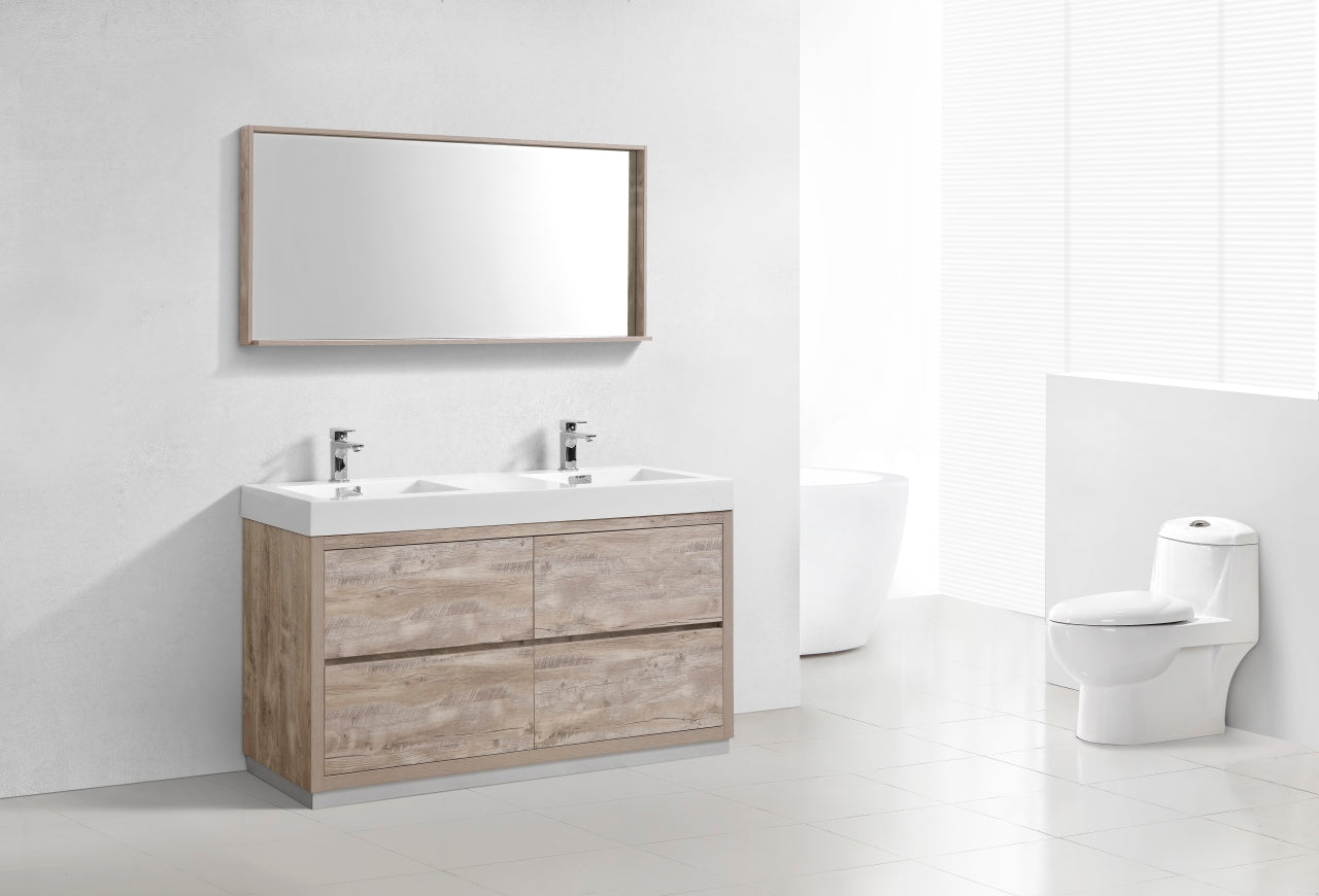 Bliss 60" Nature Wood Floor Mount Modern Bathroom Vanity