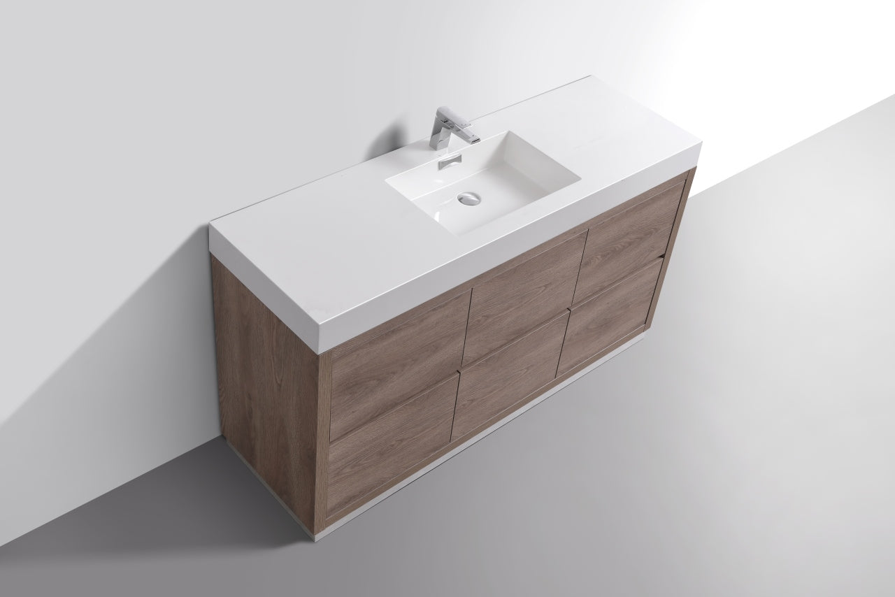 Bliss 60" Single Sink Floor Mount Butternut Modern Bathroom Vanity