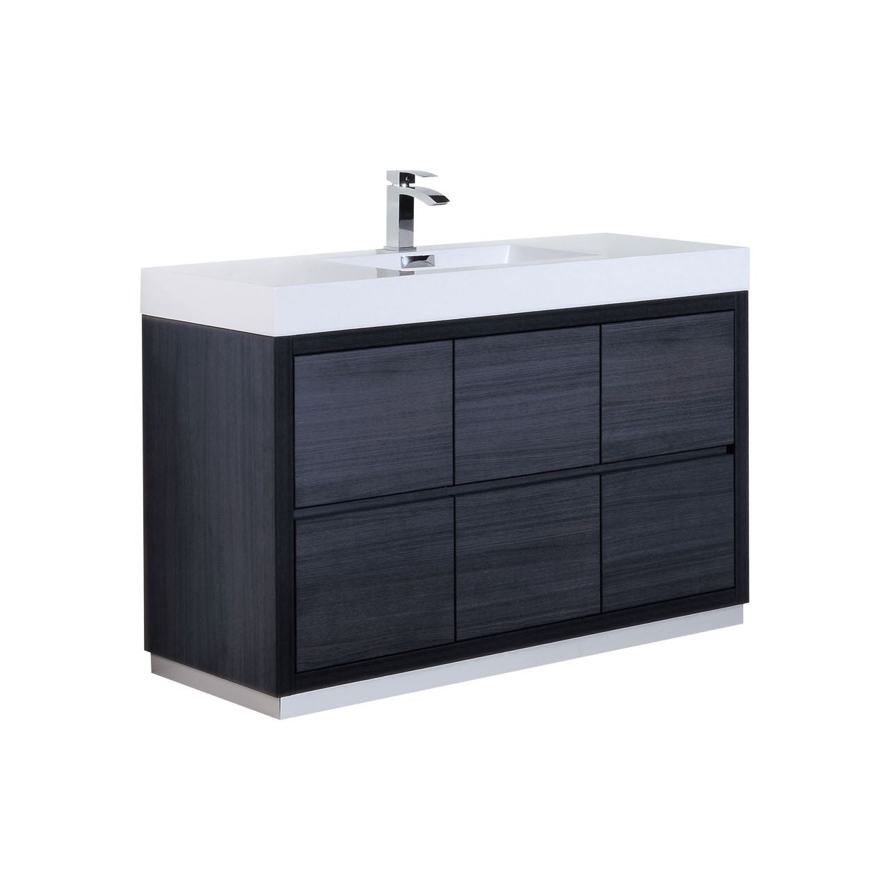Bliss 60" Single Sink Floor Mount Gray Oak Modern Bathroom Vanity
