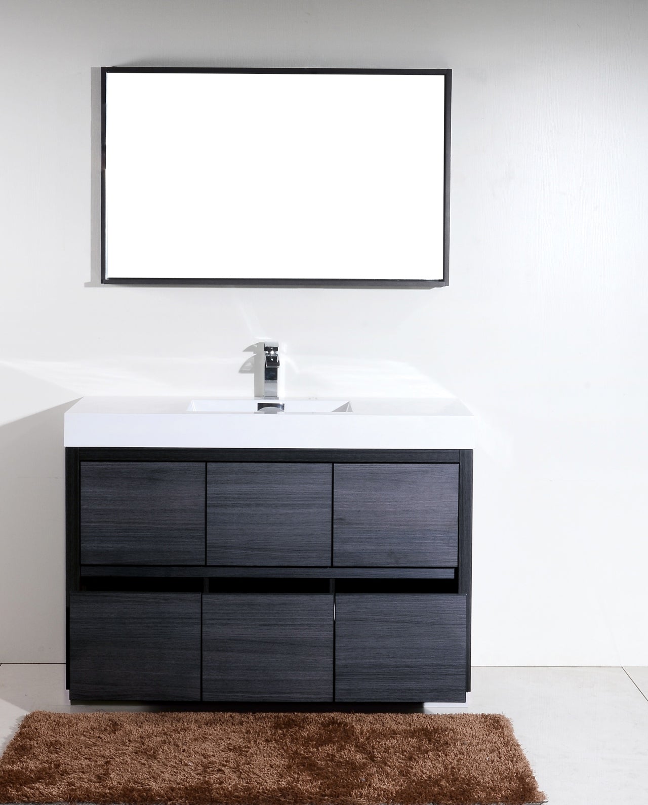 Bliss 60" Single Sink Floor Mount Gray Oak Modern Bathroom Vanity