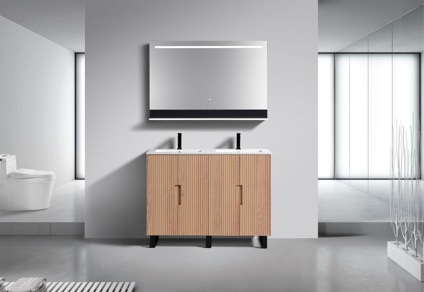 48''Fiore Double Sink Free Standing Bathroom Vanity - OAKWOOD