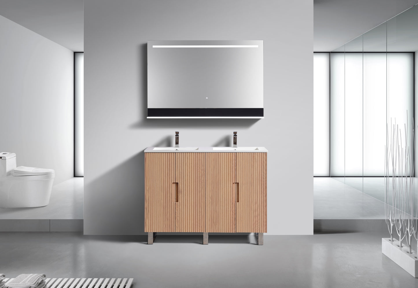 48''Fiore Double Sink Free Standing Bathroom Vanity - OAKWOOD