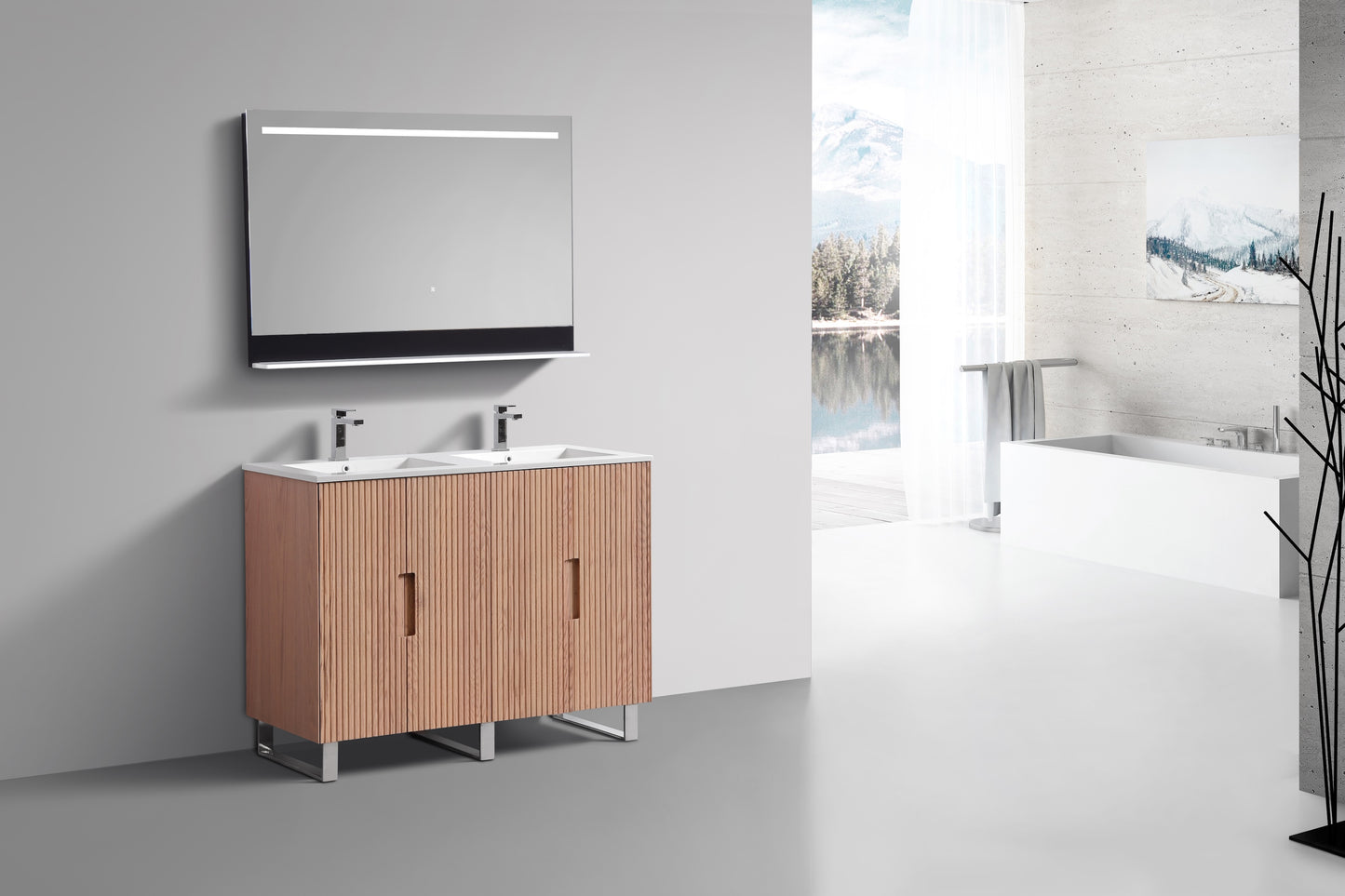 48''Fiore Double Sink Free Standing Bathroom Vanity - OAKWOOD