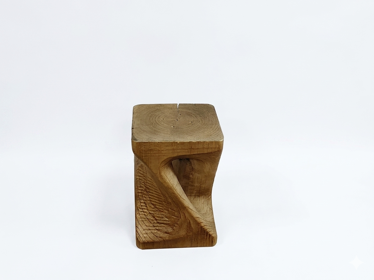 Kubebath Solid New Zealand Pine Twist Accent Stool & Side Table