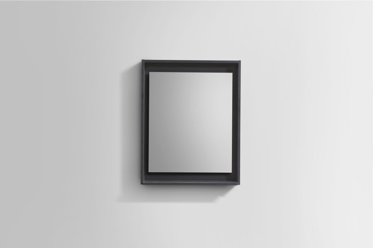 24" Wide Mirror w/ Shelf Black