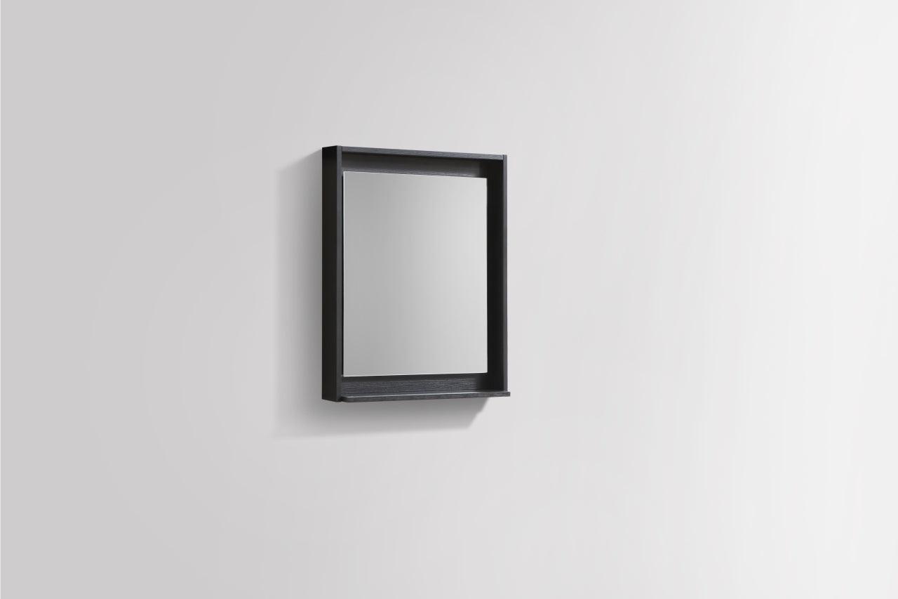 24" Wide Mirror w/ Shelf Black