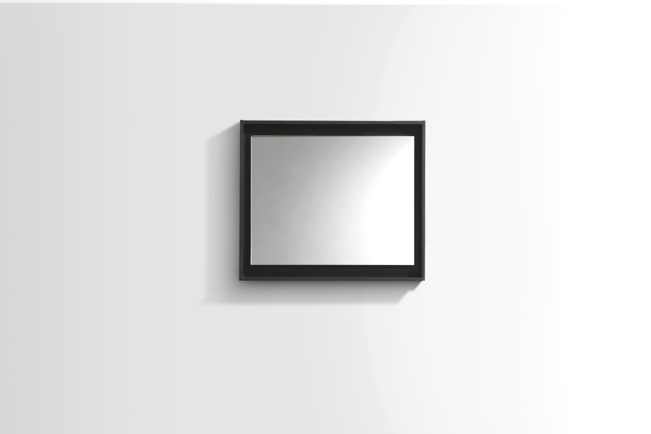 30" Wide Mirror w/ Shelf Black