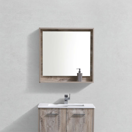 30" Wide Mirror w/ Shelf Nature Wood