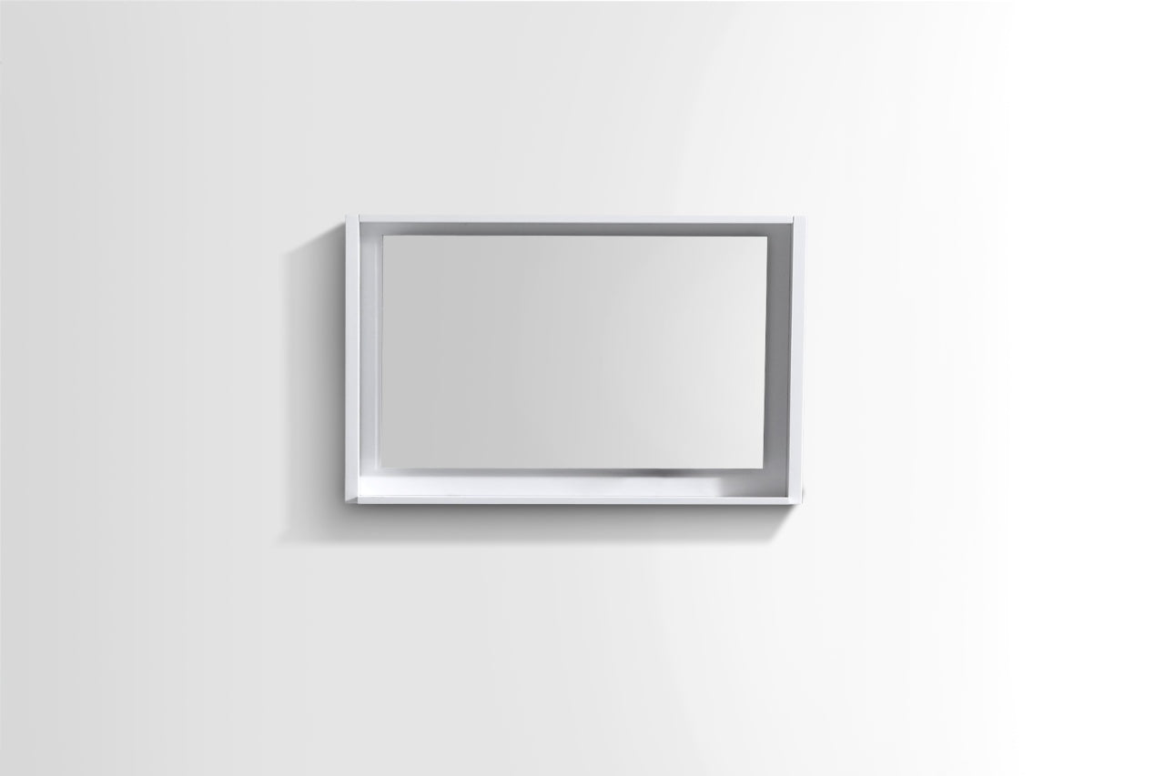 40" Wide Mirror w/ Shelf High Gloss White
