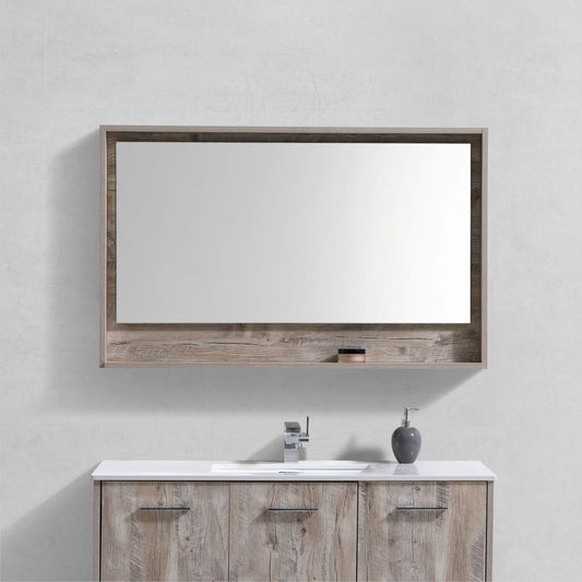 48" Wide Mirror w/ Shelf Nature Wood