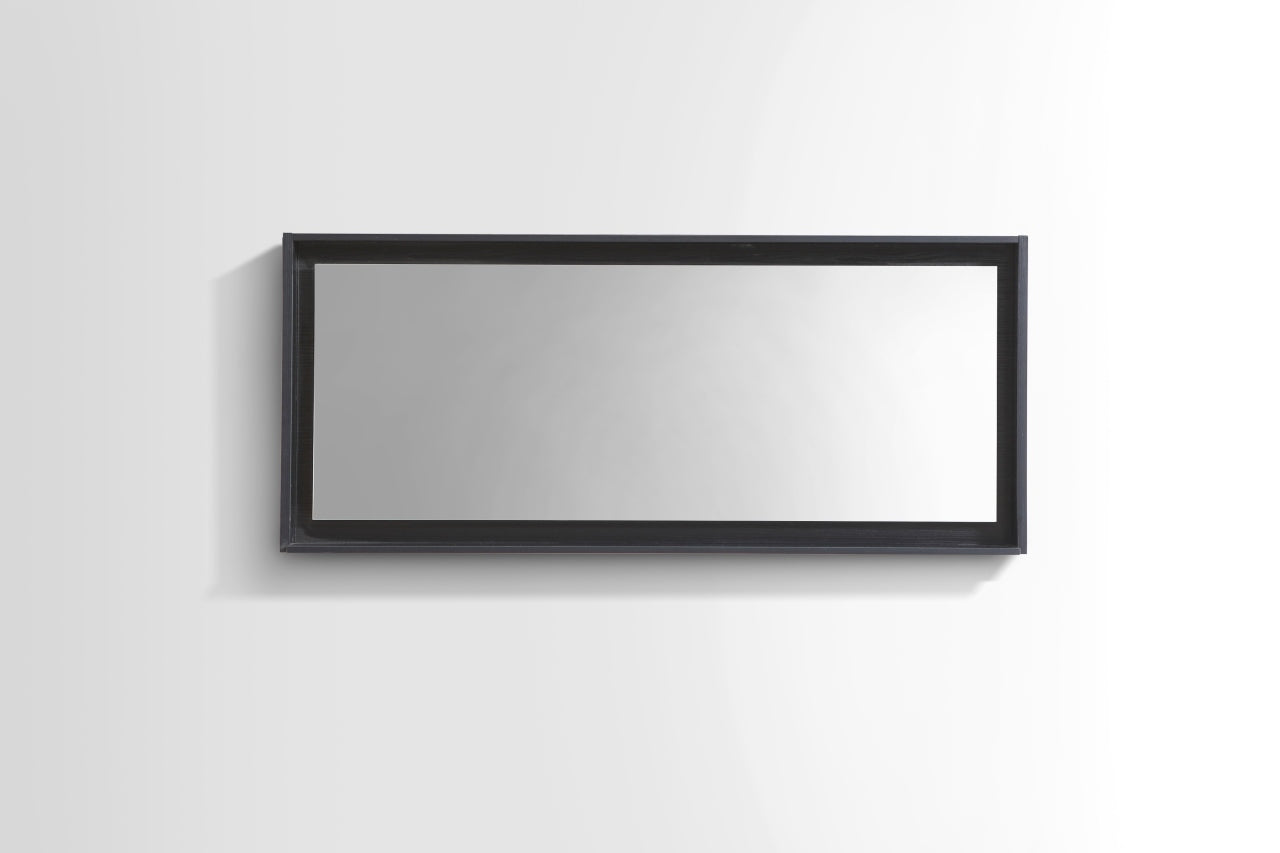 60" Wide Mirror w/ Shelf Black