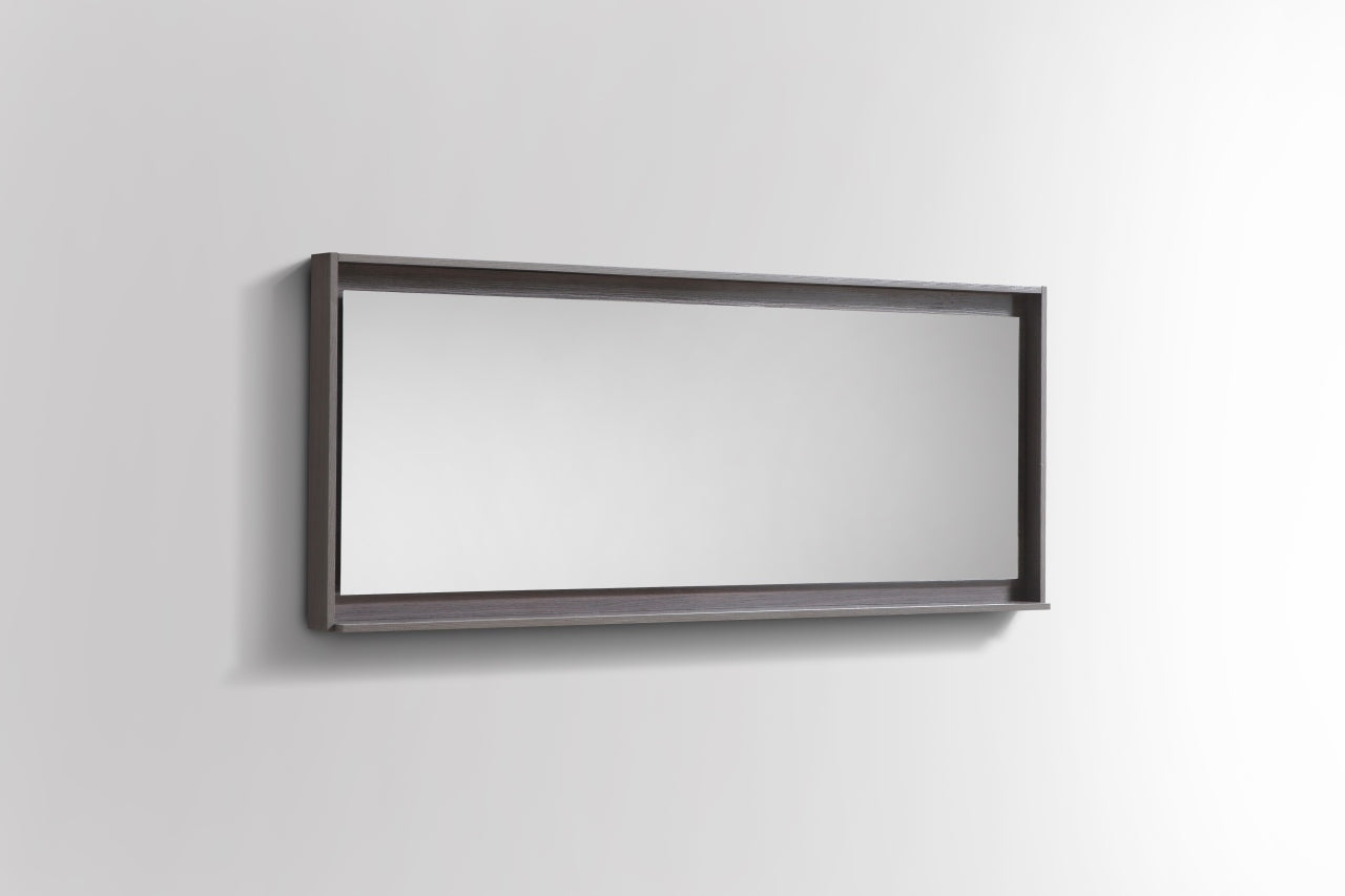 60" Wide Mirror w/ Shelf Gray Oak