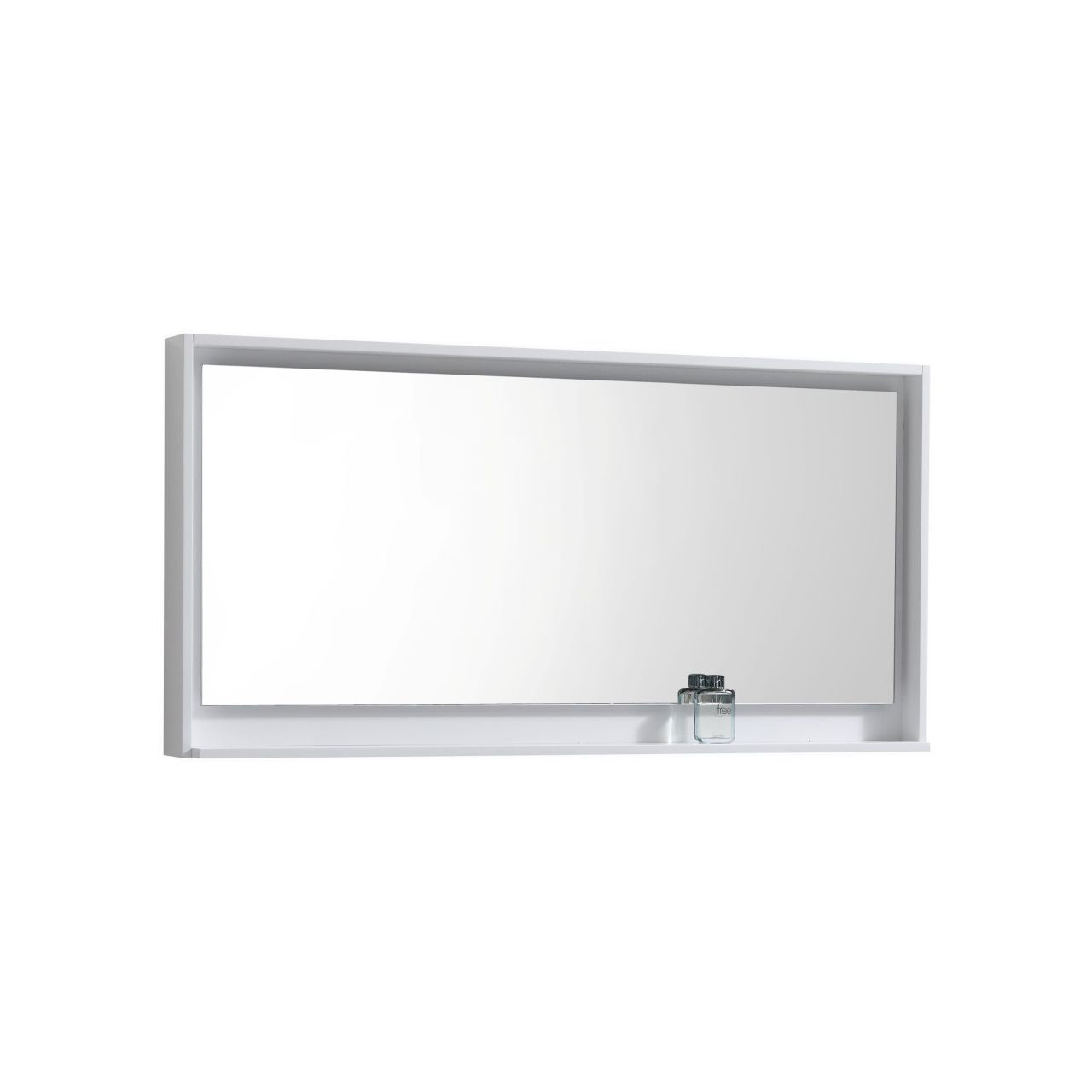 60" Wide Mirror w/ Shelf Gloss White Color