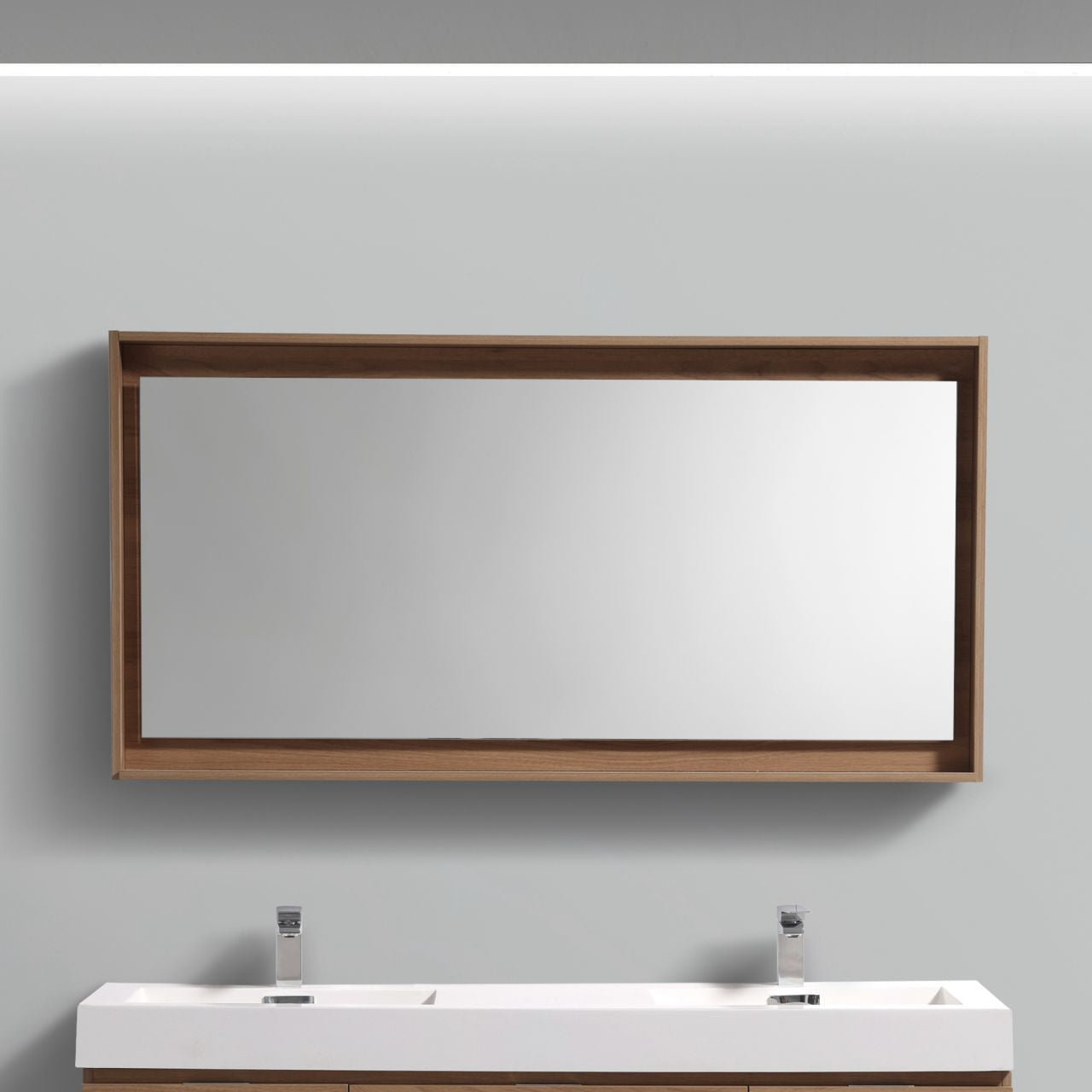 60" Wide Mirror w/ Shelf Honey Oak