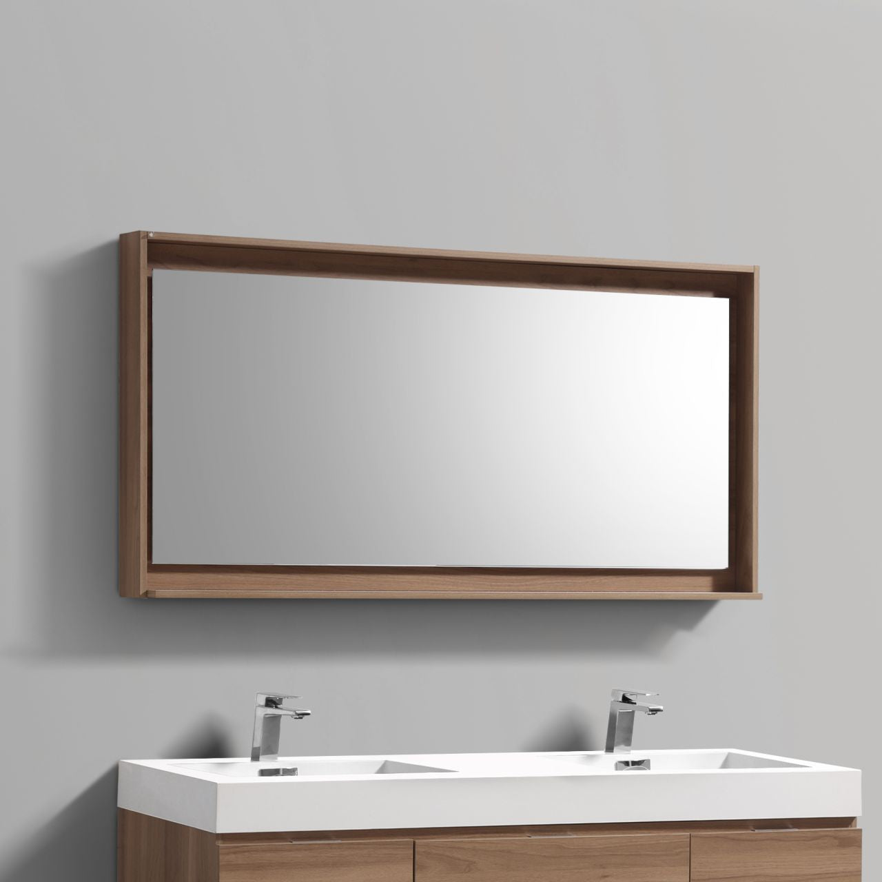 60" Wide Mirror w/ Shelf Honey Oak