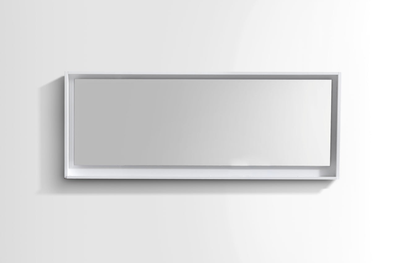 70" Wide Mirror w/ Shelf Glossy White