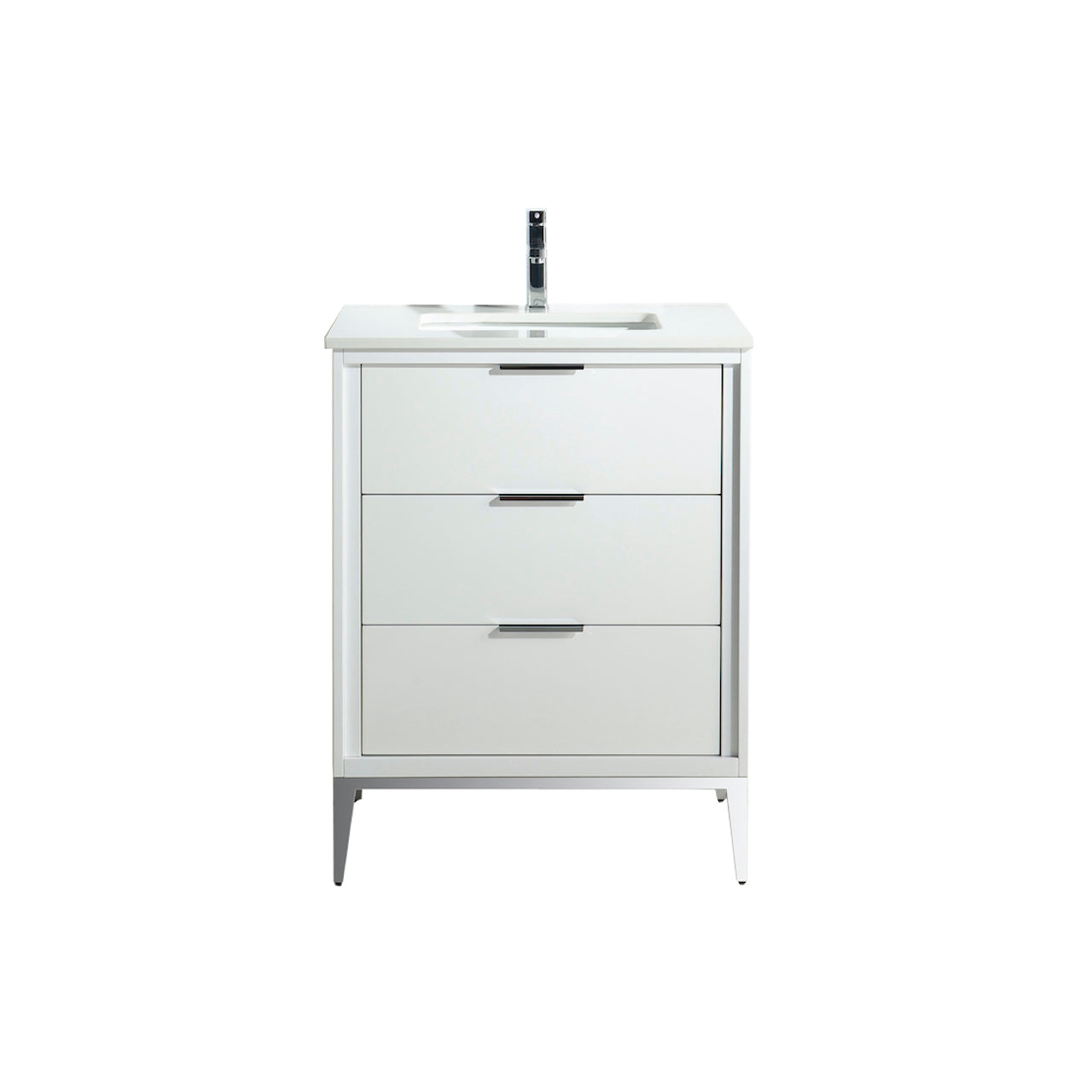Divani 24'' High Gloss White Vanity W/ Quartz Counter Top