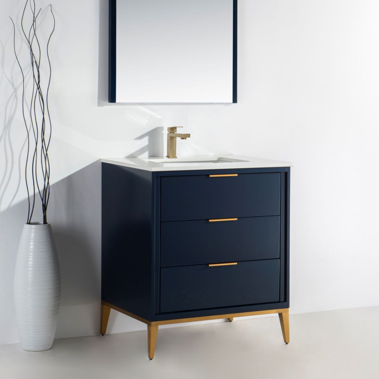 Divani 30'' Navy Blue Vanity W/ Quartz Counter Top