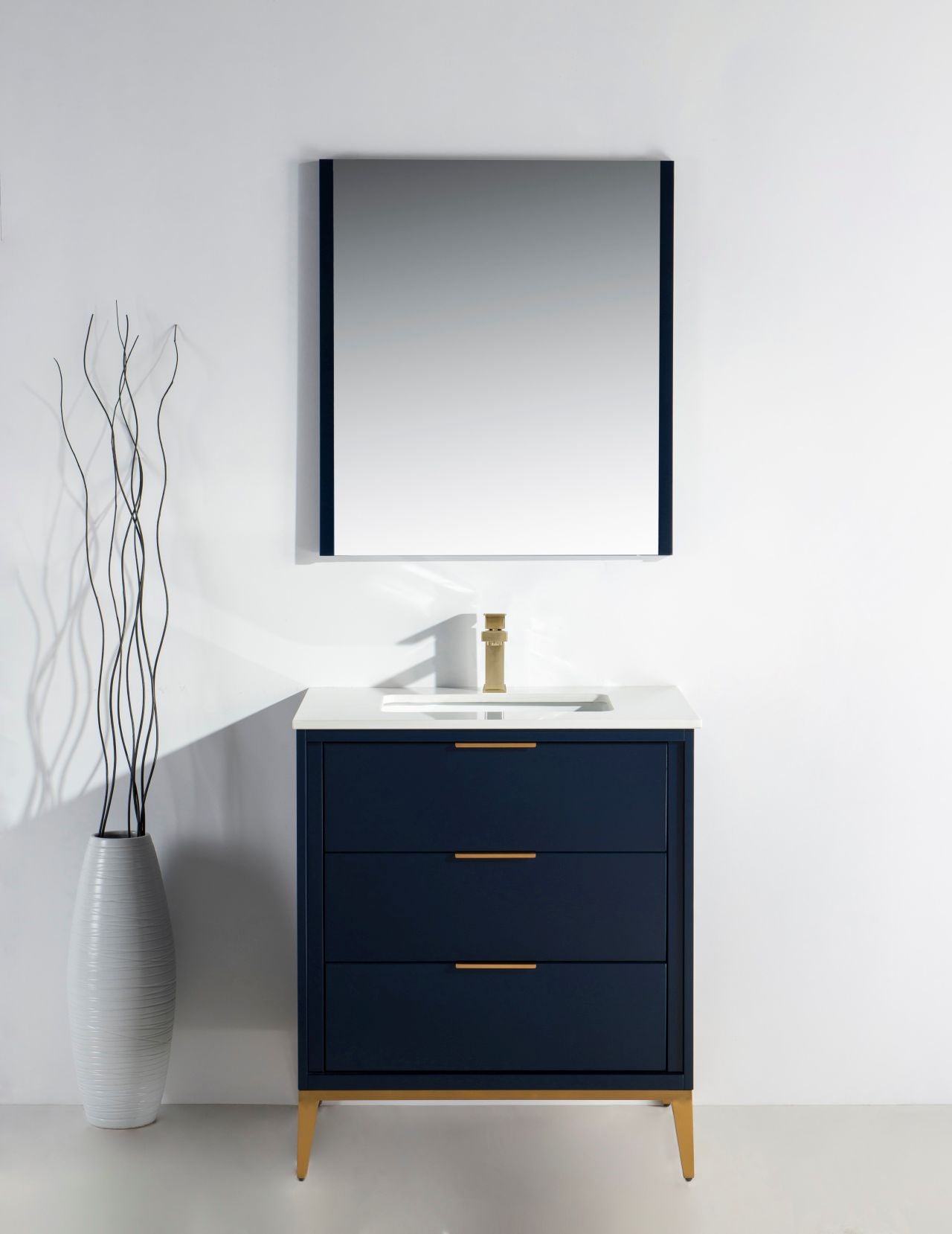 Divani 30'' Navy Blue Vanity W/ Quartz Counter Top