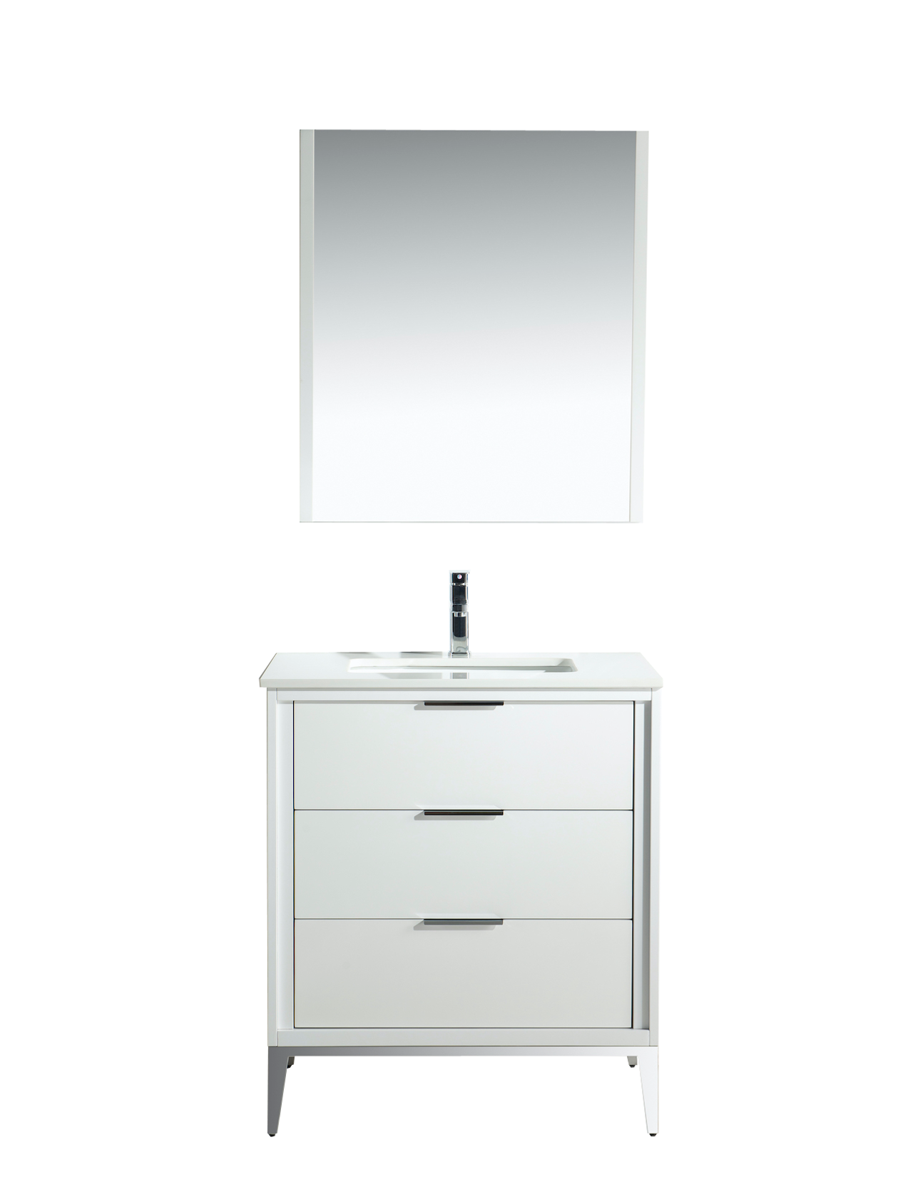 Divani 30'' Gloss White Vanity W/ Quartz Counter Top