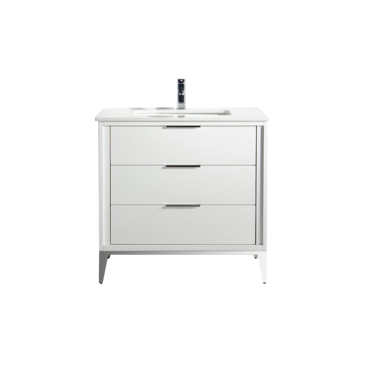 Divani 36'' Gloss White Vanity W/ Quartz Counter Top