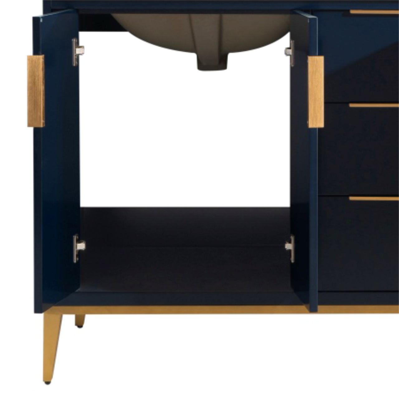 Divani 60'' Navy Blue Double Sinks Vanity W/ Quartz Counter Top