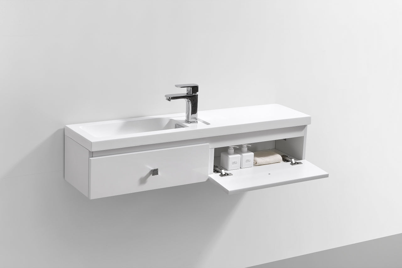 Kube Elise 44" High Gloss White Wall Mount Modern Bathroom Vanity