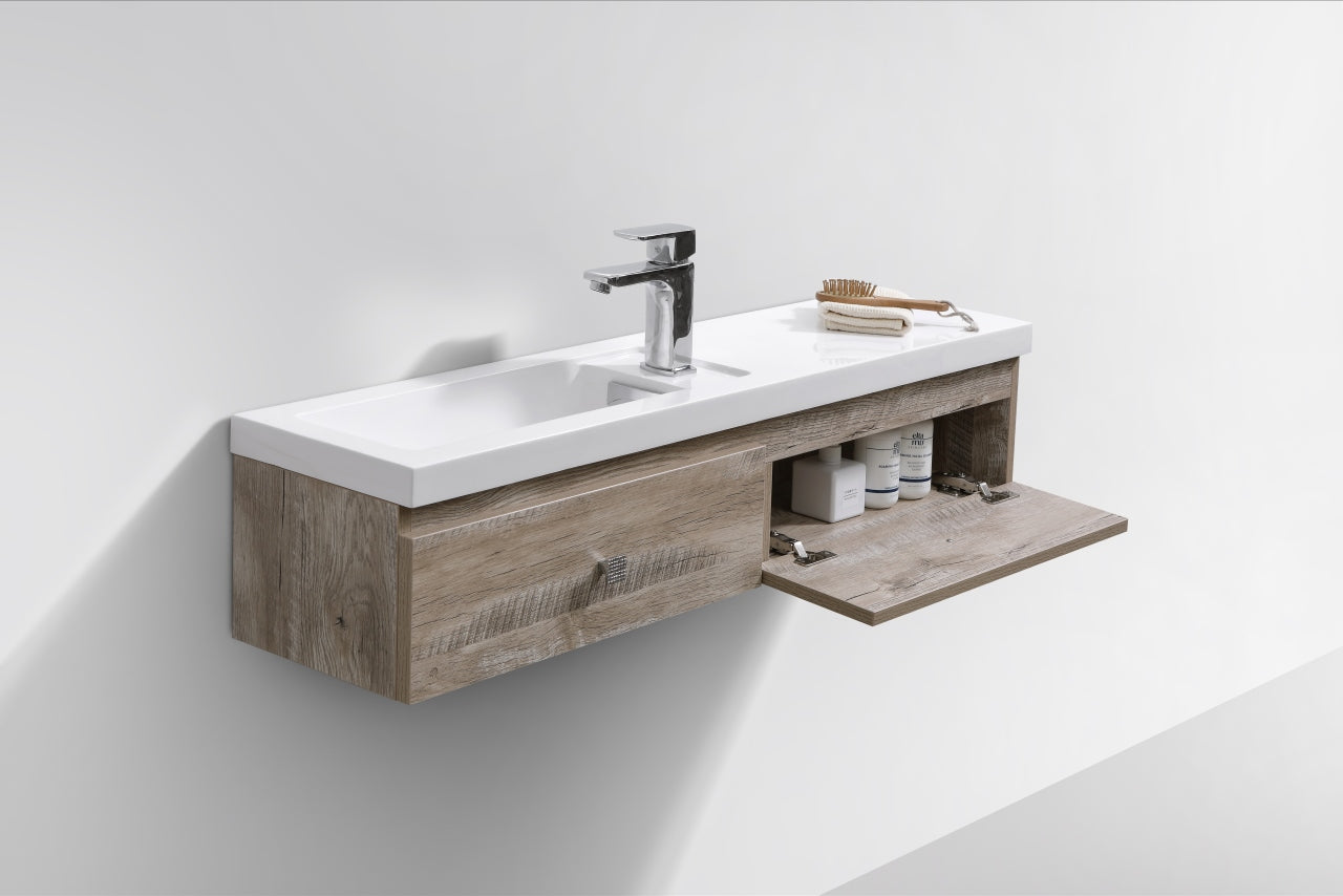 Kube Elise 44" Nature Wood Wall Mount Modern Bathroom Vanity