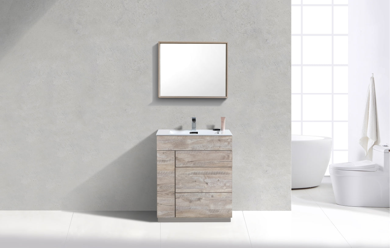 30" Milano Nature Wood Floor Mount Modern Bathroom Vanity