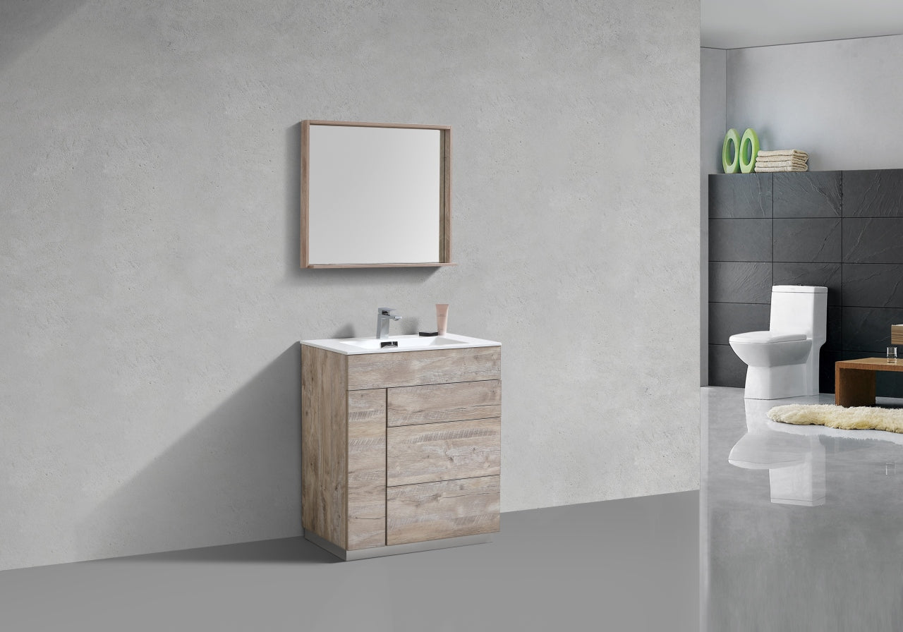 30" Milano Nature Wood Floor Mount Modern Bathroom Vanity