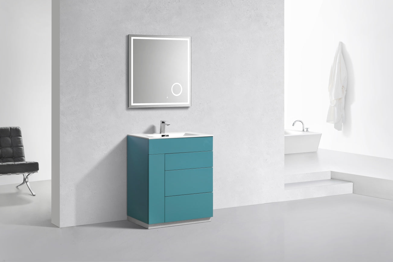 30" Milano Teal Green Floor Mount Modern Bathroom Vanity